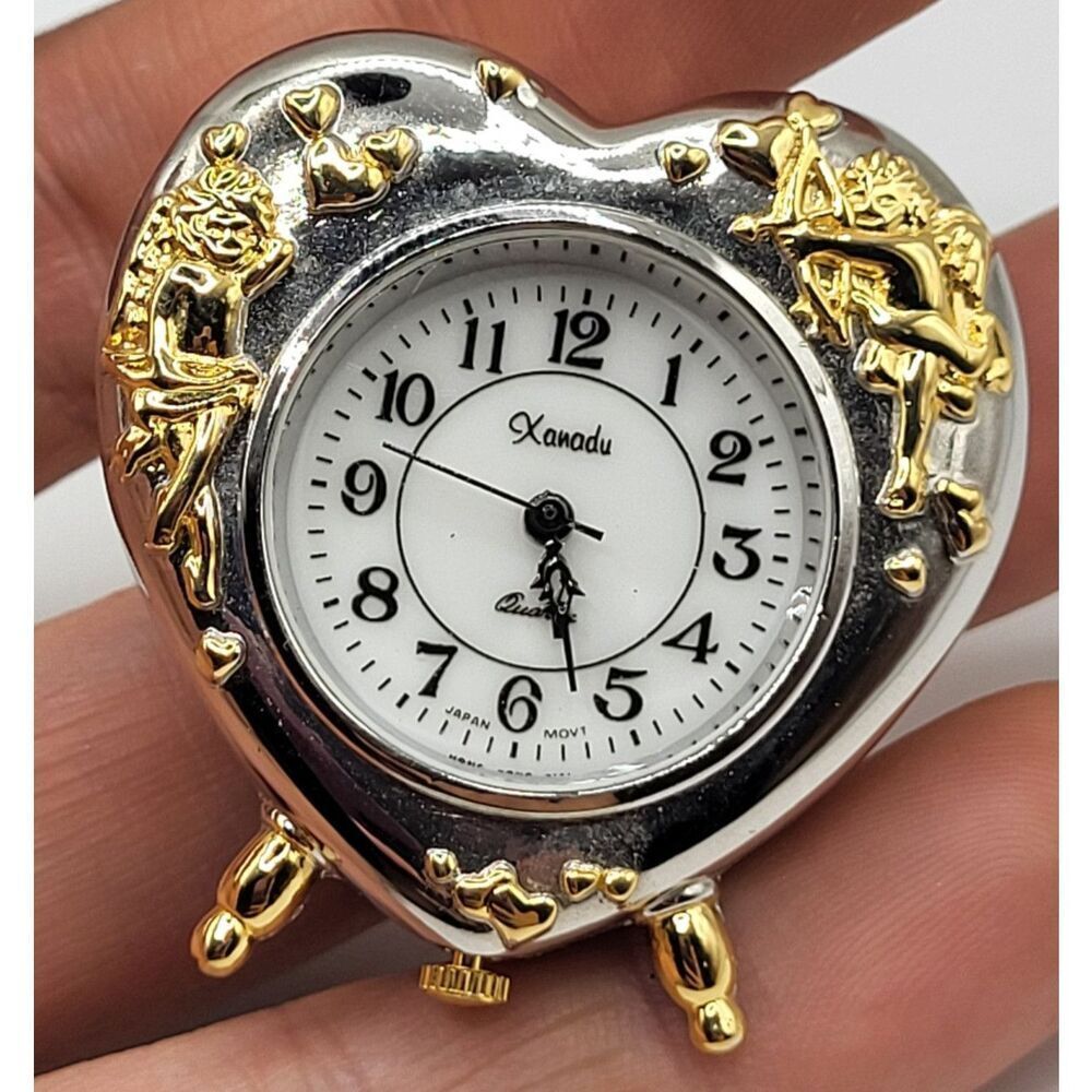 Xanadu Miniature Heart Desk Clock Cupid Valentine's 1.5in